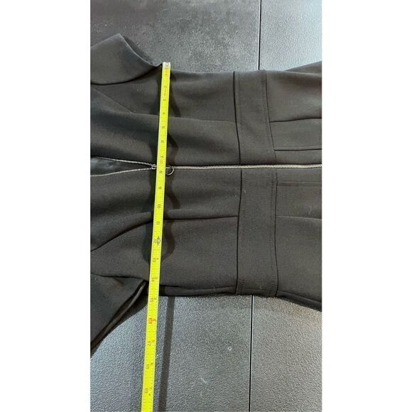 Cue Women's Mock Neck Short Sleeve Lined Zip Front A-Line Dress Black Size 8 - Picture 10 of 12